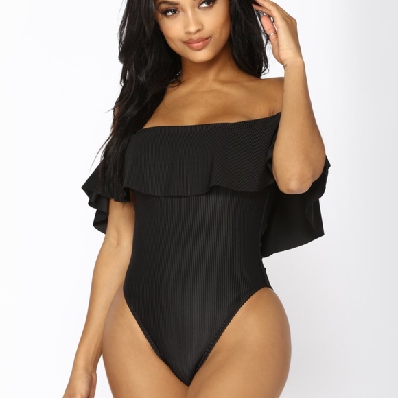 Fashion Nova Other - Fashion Nova Flounce With It Swimsuit Black Sz XL